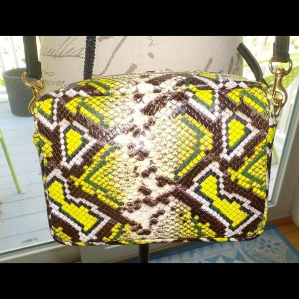 Clare V. Midi Sac Bag Yellow Riveria Stripe Leather Crossbody Bag. EUC. - Picture 5 of 6